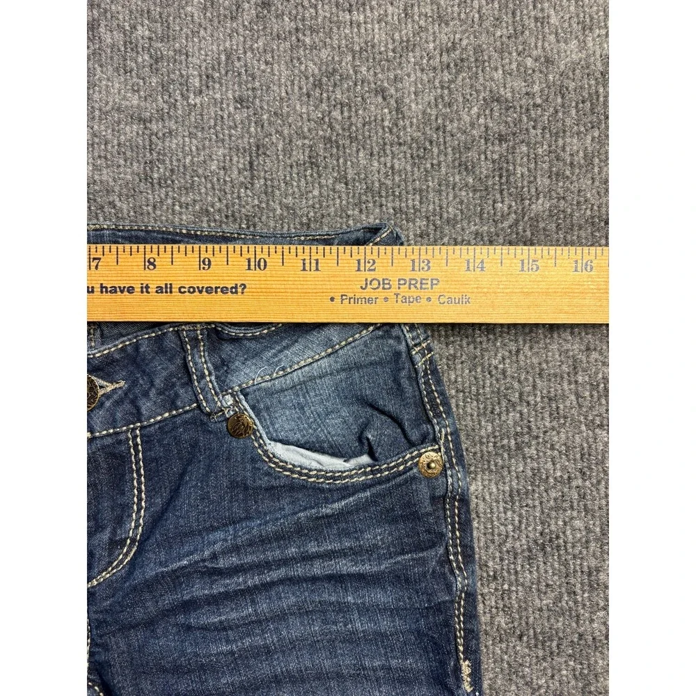 Paris Blues Skinny Jeans Womens‎ 1 Blue Denim Contrast Stitch Faded Whiskered